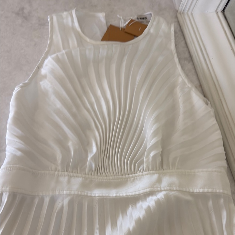 Sandro White Halter Pleated Sheath Dress size 38 - Picture 4 of 5